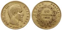 10 franków 1858 A, Paryż, głowa bez wieńca, złot