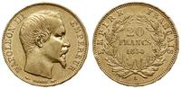 20 franków 1854 A, Paryż, głowa bez wieńca, złot