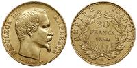 20 franków 1854 A, Paryż, głowa bez wieńca, złot