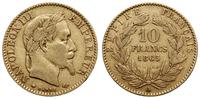 10 franków 1865 A, Paryż, złoto 3.18 g, próby 90