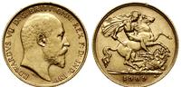 1/2 funta 1909, Londyn, złoto 3.99 g, próby 917,