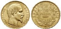 20 franków 1857 A, Paryż, głowa bez wieńca, złot