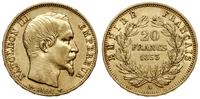 20 franków 1853 A, Paryż, głowa bez wieńca, złot