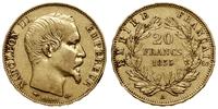 20 franków 1855 A, Paryż, głowa bez wieńca, złot