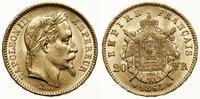 20 franków 1865 BB, Strasbourg, głowa w wieńcu l