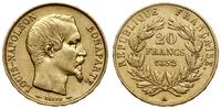 20 franków 1852 A, Paryż, złoto 6.40 g, próby 90