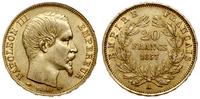 20 franków 1857 A, Paryż, głowa bez wieńca, złot