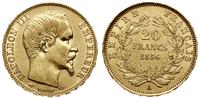 20 franków 1856 A, Paryż, głowa bez wieńca, złot