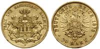 20 marek 1878 J, Hamburg, złoto 7.92 g, próby 90