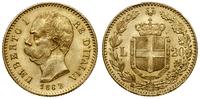 20 lirów 1882, Rzym, złoto 6.45 g, próby 900, na