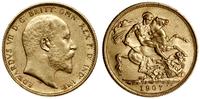 1 funt (sovereign) 1907 M, Melbourne, złoto 7.99