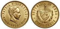 5 peso 1916, Filadelfia, Jose Marti, złoto 8.39 