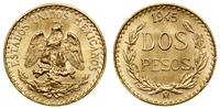 2 peso 1945, Meksyk, NOWE BICIE - RESTRIKE, złot