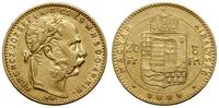 20 franków = 8 forintów 1889 KB, Kremnica, złoto