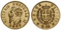 10 lirów 1863, Turyn, złoto 3.20 g, próby 900, n