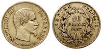 10 franków 1857 A, Paryż, głowa bez wieńca, złot