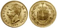 20 lirów 1882 R, Rzym, złoto 6.44 g, próby 900, 