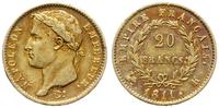 20 franków 1811 A, Paryż, złoto 6.40 g, próby 90