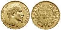 20 franków 1860 A, Paryż, głowa bez wieńca, złot