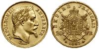 20 franków 1867 BB, Strasbourg, głowa w wieńcu l
