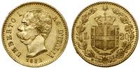 20 lirów 1882 R, Rzym, złoto 6.43 g, próby 900, 