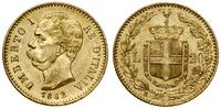 20 lirów 1882 R, Rzym, złoto 6.44 g, próby 900, 
