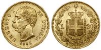 20 lirów 1882 R, Rzym, złoto 6.46 g, próby 900, 