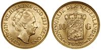 10 guldenów 1932, Utrecht, złoto 6.72 g, piękne