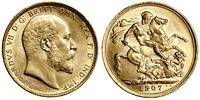 funt 1907 M, Melbourne, złoto 7.99 g, pięknie za