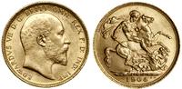 funt 1904 S, Sydney, złoto 7.99 g, piękne