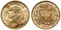 20 franków 1949 B, Berno, typ Vreneli, złoto 6.4