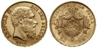 20 franków 1874, Bruksela, złoto 6.45 g, próby 9