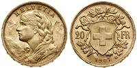 20 franków 1907 B, Berno, typ Vreneli, złoto 6.4