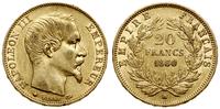 20 franków 1860 BB, Strasbourg, głowa bez wieńca