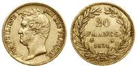 20 franków 1831 A, Paryż, głowa króla bez wieńca