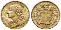 20 franków 1914 B, Berno, typ Vreneli, złoto 6.4