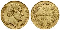 20 franków 1865, Bruksela, głowa bez wieńca, pod