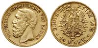 10 marek 1875 G, Karlsruhe, złoto 3.93 g, próby 