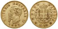 10 lirów 1863, Turyn, złoto 3.15 g, próby 900, n