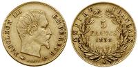 5 franków 1858 A, Paryż, głowa bez wieńca, złoto