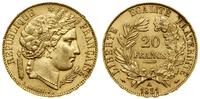 20 franków 1851 A, Paryż, złoto 6.44 g, próby 90
