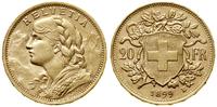 20 franków 1899 B, Berno, typ Vreneli, złoto 6.4