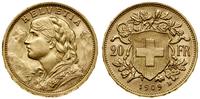 20 franków 1909 B, Berno, typ Vreneli, złoto 6.4