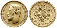 5 rubli 1904 АР, Petersburg, złoto 4.30 g, próby