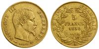 5 franków 1858 A, Paryż, głowa bez wieńca, złoto