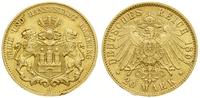 20 marek 1897 J, Hamburg, złoto 7.95 g, próby 90