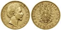 20 marek 1874 D, Monachium, złoto 7.91 g, próby 