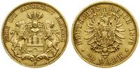 20 marek 1876 J, Hamburg, złoto 7.91 g, próby 90