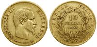 10 franków 1855 A, Paryż, głowa bez wieńca, złot