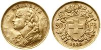 20 franków 1935 B, Berno, typ Vreneli, złoto 6.4